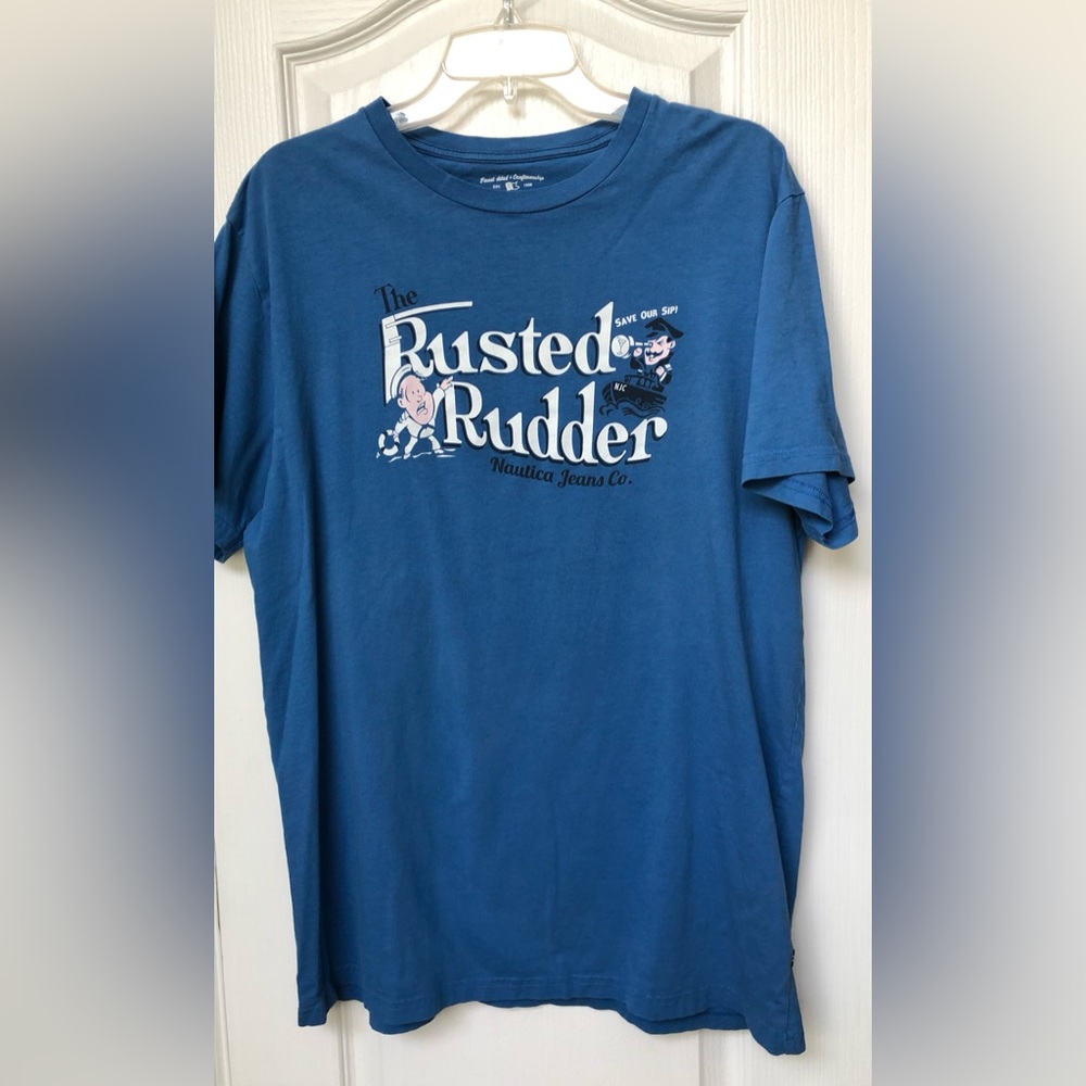 NEW! Nautica Jeans Co. Mens “Rusted Rudder” Blue Cotton T-shirt-Size XL
